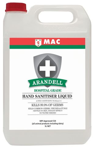 MAC Arandell Premium NZ Made Hand Sanitiser Liquid 5L