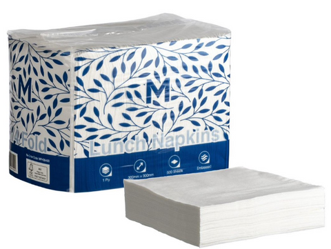 M Quilted Lunch Napkins 1/8 Fold White 300mm x 300mm 2ply Ctn/1200