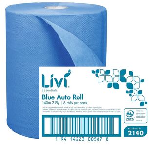 Livi Essentials 2ply Auto-Cut Paper Towel Rolls Blue Ctn/6 (2140)