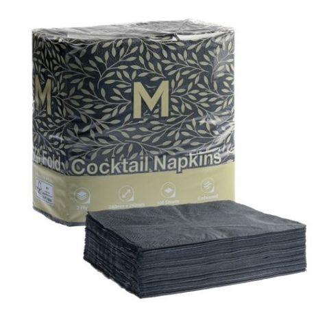 Cocktail Napkins 2ply Black 240mm x 240mm ctn/2000