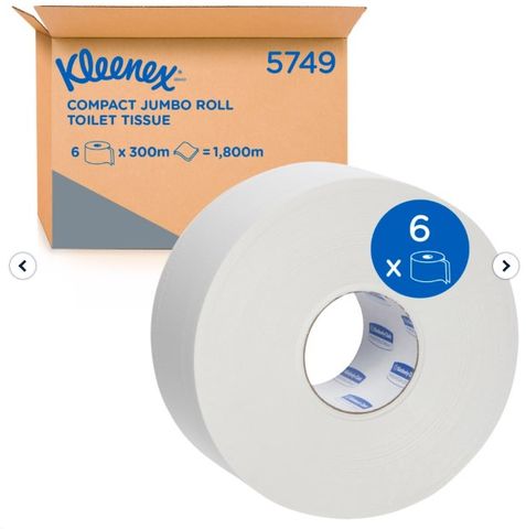 KC Kleenex 2ply Compact Jumbo Toilet Rolls 300m Ctn/6 (5749)