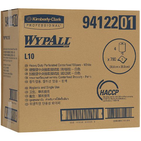 KC Wypall L10 1ply Centrefeed Wiper Rolls White 300m Ctn/4 (94122)