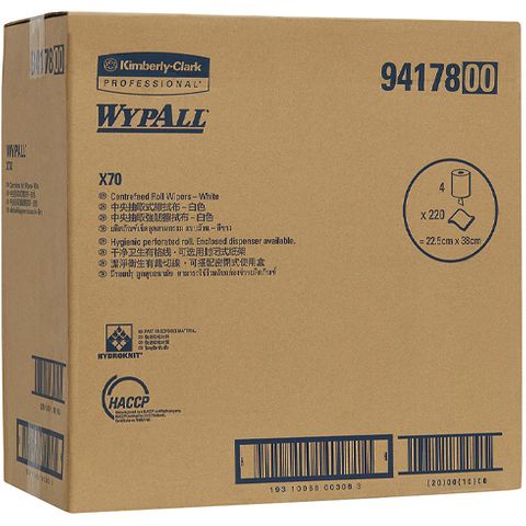 KC Wypall X70 Centrefeed Wiper Rolls White Ctn/4 (94178)