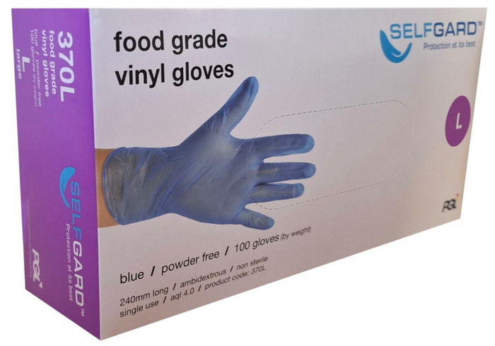 Gloves Vinyl Blue Powder Free Pk/100