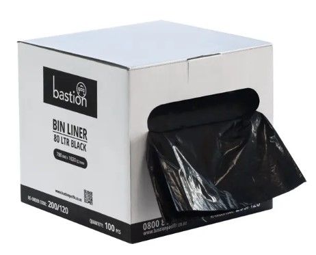 Rubbish Bags 80L Black 800x1000 Disp Box/100