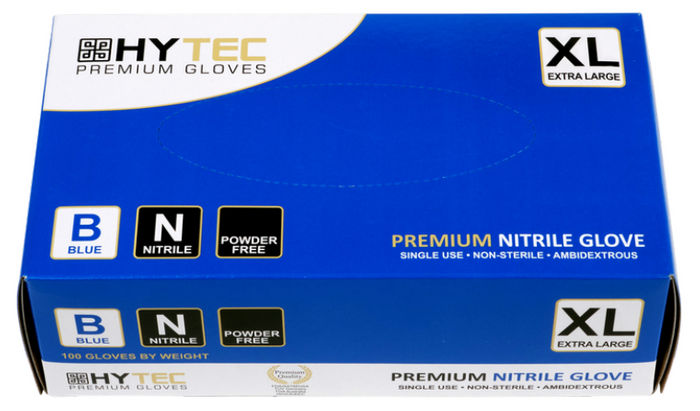 Gloves Nitrile Blue P/Free Cuff 240mm