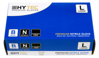 Gloves Nitrile Blue P/Free Premium 5g Cuff 240mm Large Pk/100