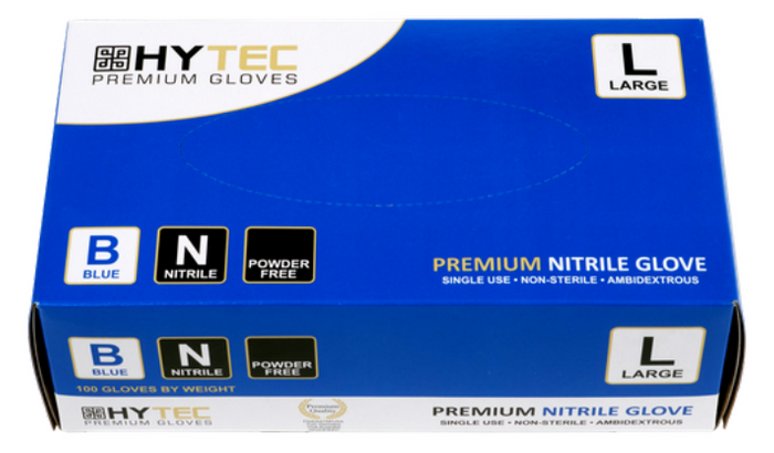 Gloves Nitrile Blue P/Free Cuff 240mm