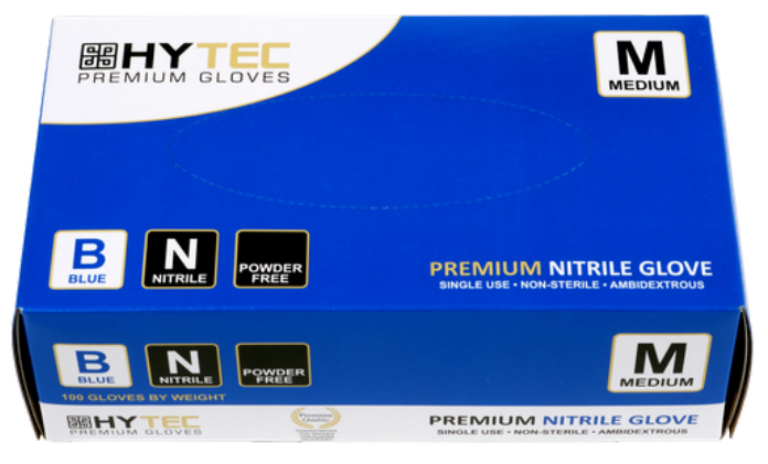 Gloves Nitrile Blue P/Free Cuff 240mm
