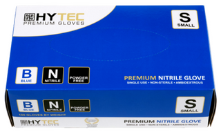 Gloves Nitrile Blue P/Free Premium 5g Cuff 240mm Small Pk/100