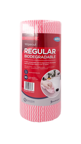 PH Sorb-X Biodegradable Wipeout Wipe Roll 90 Sheets Red