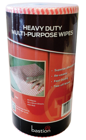 Bastion Heavy Duty Wipes Red Roll/90 sheets