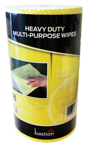 Bastion Heavy Duty Wipes Yellow Roll/90 sheets