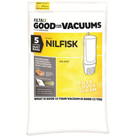 Nilfisk GD5 GD10 PV500 Vacuum Bags Pk/5 (C069)
