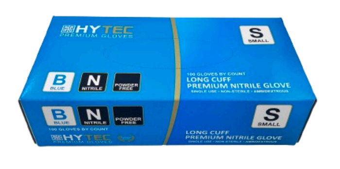 Hytec Nitrile Gloves Long Cuff 30cm Blue