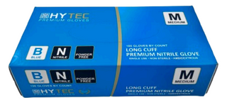 Hytec Nitrile Gloves P/Free Long Cuff 300mm Blue Pk/100 Medium