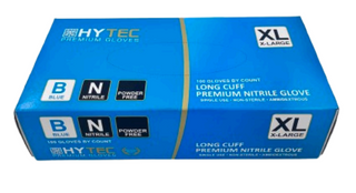 Hytec Nitrile Gloves P/Free Long Cuff 300mm Blue Pk/100 X-Large