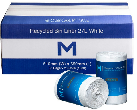 M Bin Liner 27L White Scented 15mu ROLL/50