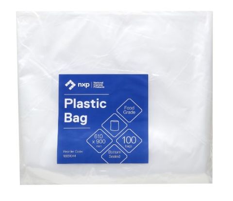 Rubbish Bag 60L 610x900 30mu Clear Pk/100