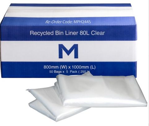 M Rubbish Bag 80L 40mu Clear PK/50