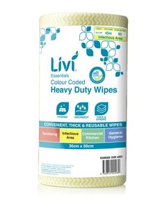 Livi Heavy Duty Cloths Yellow 45m Sheets Roll/90 sheets