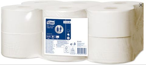 Tork T2 Advanced 2ply Recycled Mini Jumbo Toilet Rolls Ctn/12 (120280)