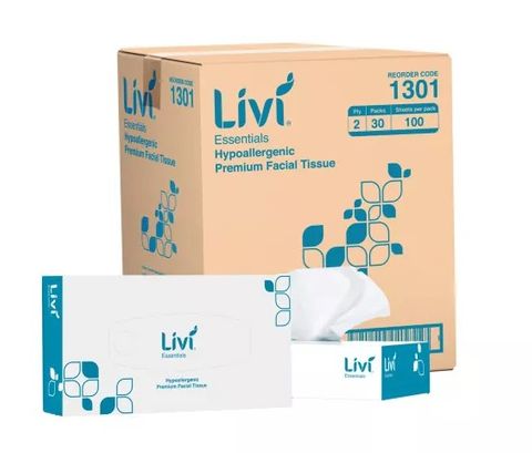 Livi 2ply Facial Tissues 100's Ctn/30 (1301)