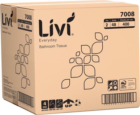 Livi Everyday 2ply Wrapped 400 Sheets Toilet Rolls Bale/48 (7008)