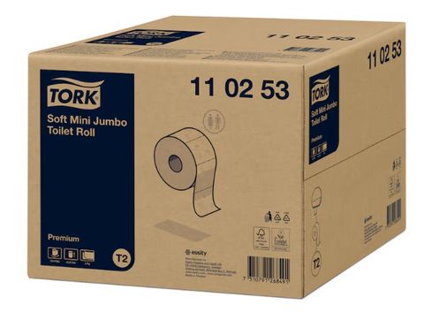 Tork T2 Premium 2ply Extra Soft Mini Jumbo Toilet Rolls Ctn/12 (110253)