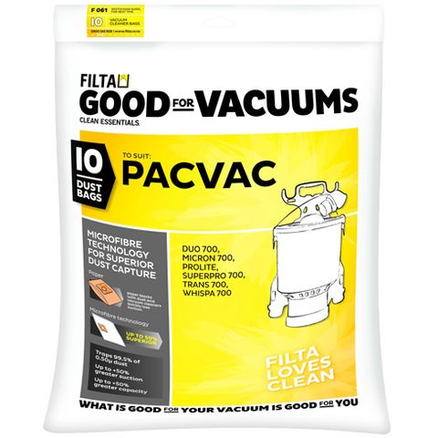 PacVac Bags Microfibre Super Pro Pk/10 (F061)