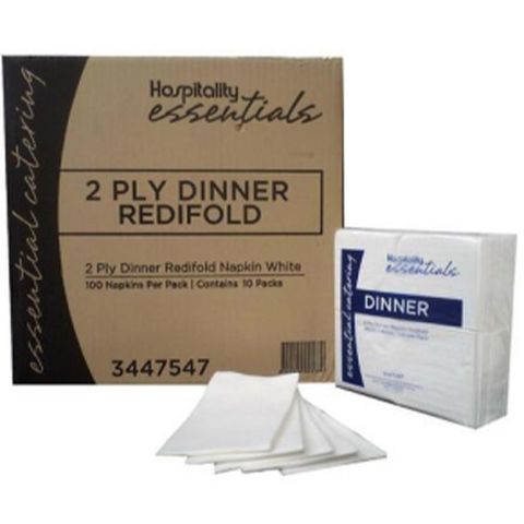 Hospitality Dinner Napkins 2ply 1/8 Redifold White Ctn/800