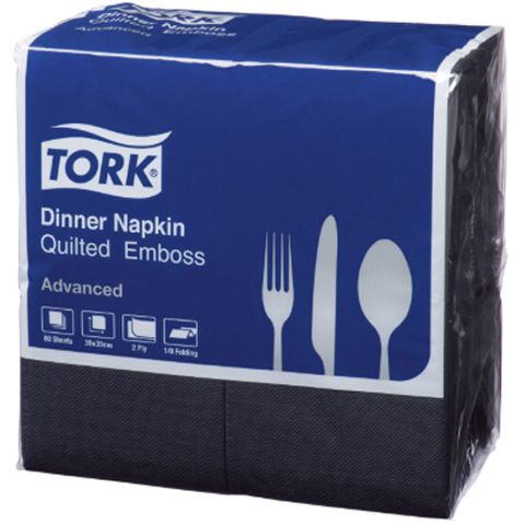 Tork 2ply Quilted 8-Fold Dinner Napkins Black Ctn/10 *DELETED*