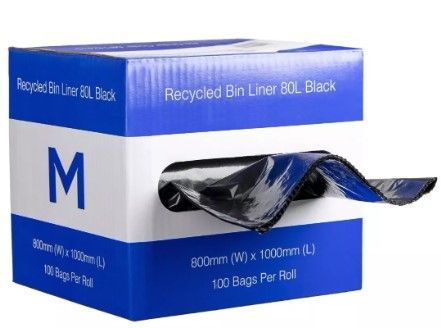 M Rubbish Bags 80L Black 800x1000 Disp Box/100
