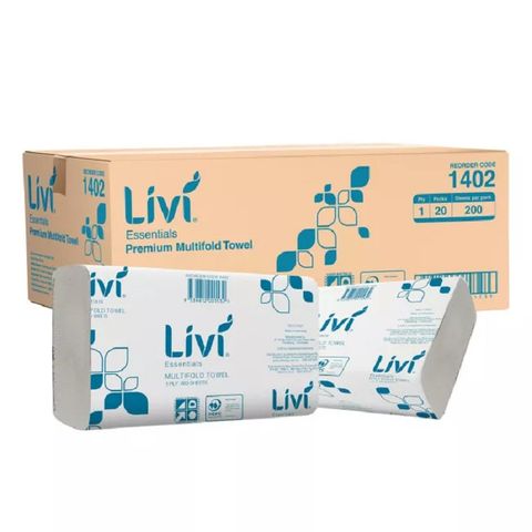 Livi Essentials 1ply Slimfold Paper Towels Ctn/20 (1402)