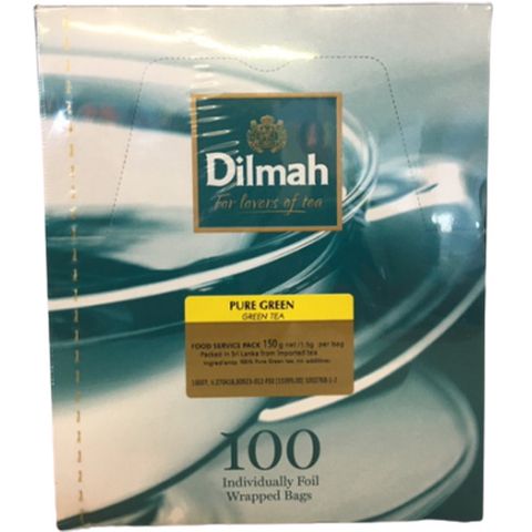Dilmah Enveloped Pure Green Tea Bags Box/100