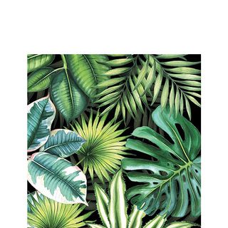 Ambiente - Paper Napkins - Pack of 20 - Cocktail Size - Tropical Leaves Black