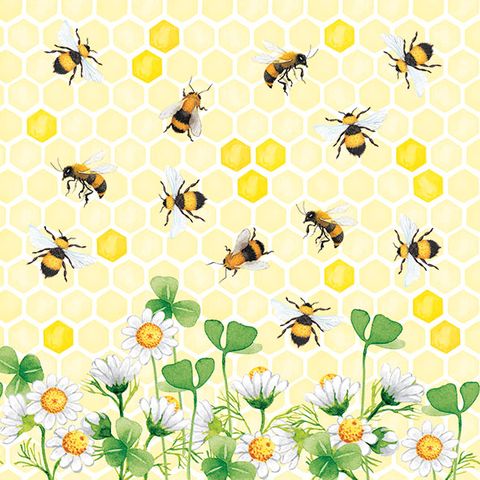 Ambiente - Paper Napkins - Pack of 20 - Luncheon Size - Bees Joy
