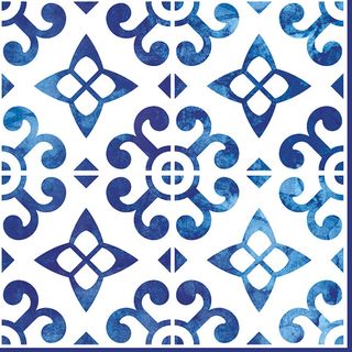 Ambiente - Paper Napkins - Pack of 20 - Luncheon Size - Nordisch Blau/Kacheln