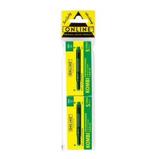 Ink Cartridges Kombi Green fits ONLINE/universal and Lamy 5 cartridges per pack x 2 packs Hangsell