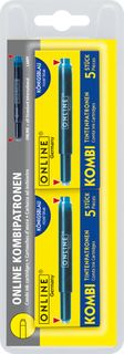 ONLINE Kombi Ink Cartridges Blue - 5 Cartridges per box, 2 boxes in a Hang Tag 2 pack