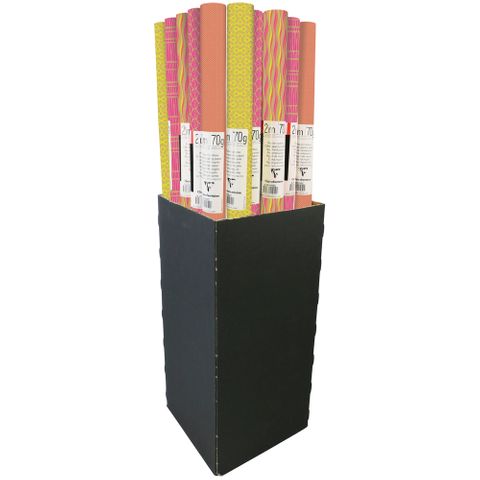 Clairefontaine - Printed Raw Kraft Roll Wrap 70gsm - 2m x 0.7m - Display Box of 30 Rolls - Neon