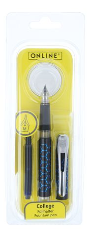 ONLINE College Fountain Pen Black Style Blue M-nib in Blister Pack