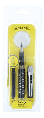 ONLINE College Fountain Pen Black Style Silver M-nib in Blister Pack