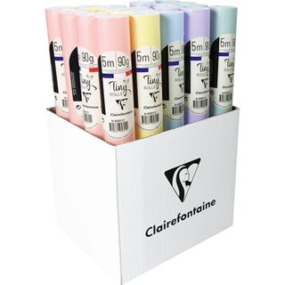 Clairefontaine - Tiny Roll Wrap - 80gsm Poster Paper - 5m x 0.35m -  Display Box of 20 Rolls - Pastels