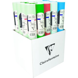 Clairefontaine - Tiny Roll Wrap - 80gsm Poster Paper - 5m x 0.35m -  Display Box of 20 Rolls - Multi