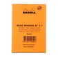 Rhodia - No. 11 Top Stapled Notepad - A7 - Ruled - Orange