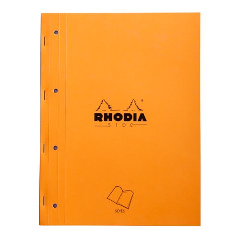 Rhodia - Side Stapled Notepad With 4 Holes - A4+ - Seyes - Orange