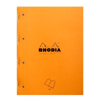 Rhodia - Side Stapled Notepad With 4 Holes - A4+ - 5 x 5 Grid - Orange