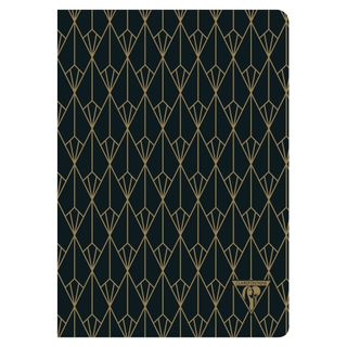 Clairefontaine - Neo Deco Collection - Sewn Spine Notebook - A5 - Ruled - Diamond Ebony Black