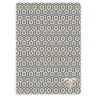 Clairefontaine - Neo Deco Collection - Sewn Spine Notebook - A5 - Ruled - Honeycomb Gold & Black